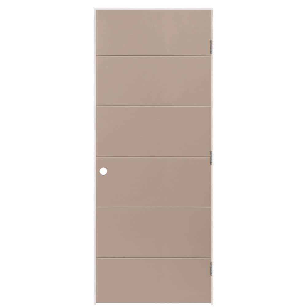 Masonite 32-in x 80-in Sandpiper Hollow core Flush Left hand Smooth Prefinished Molded composite Flat Jamb Single Prehung Interior Door with