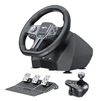 PXN - V9 Gen2 Racing Wheel - 270&900 Car Sim Steering Wheel, 3 Pedals, H Shifter, APP Support, Vibration Feedback - Gaming Steering Wheel for PC, PS4, Xbox One, Xbox Series X/S