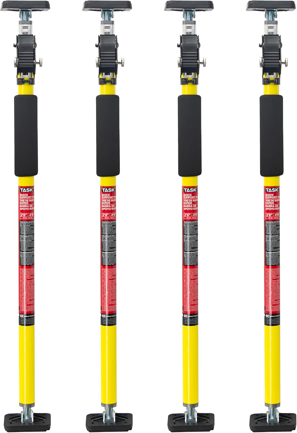 TASK T745054 Short QSR (Quick Support Rod) – Adjustable 2 ft 6 in to 4 ft 6 in (76–137 cm) Support Poles with 550–1000 lb Capacity, Compatible with 18 in Extension, 4-Pack