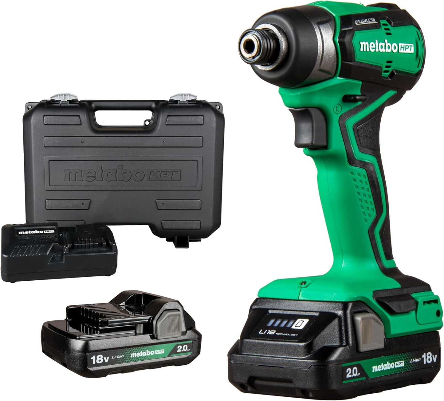 Metabo HPT 18V MultiVoltâ„¢ Cordless Sub-Compact Impact Driver Kit | 1\/4-Inch Hex Chuck | Includes 2-18V, 2.0 Ah Batteries with Fuel Gauge | 1240 in-lbs of Torque | Lifetime Tool Warranty | WH18DDXS
