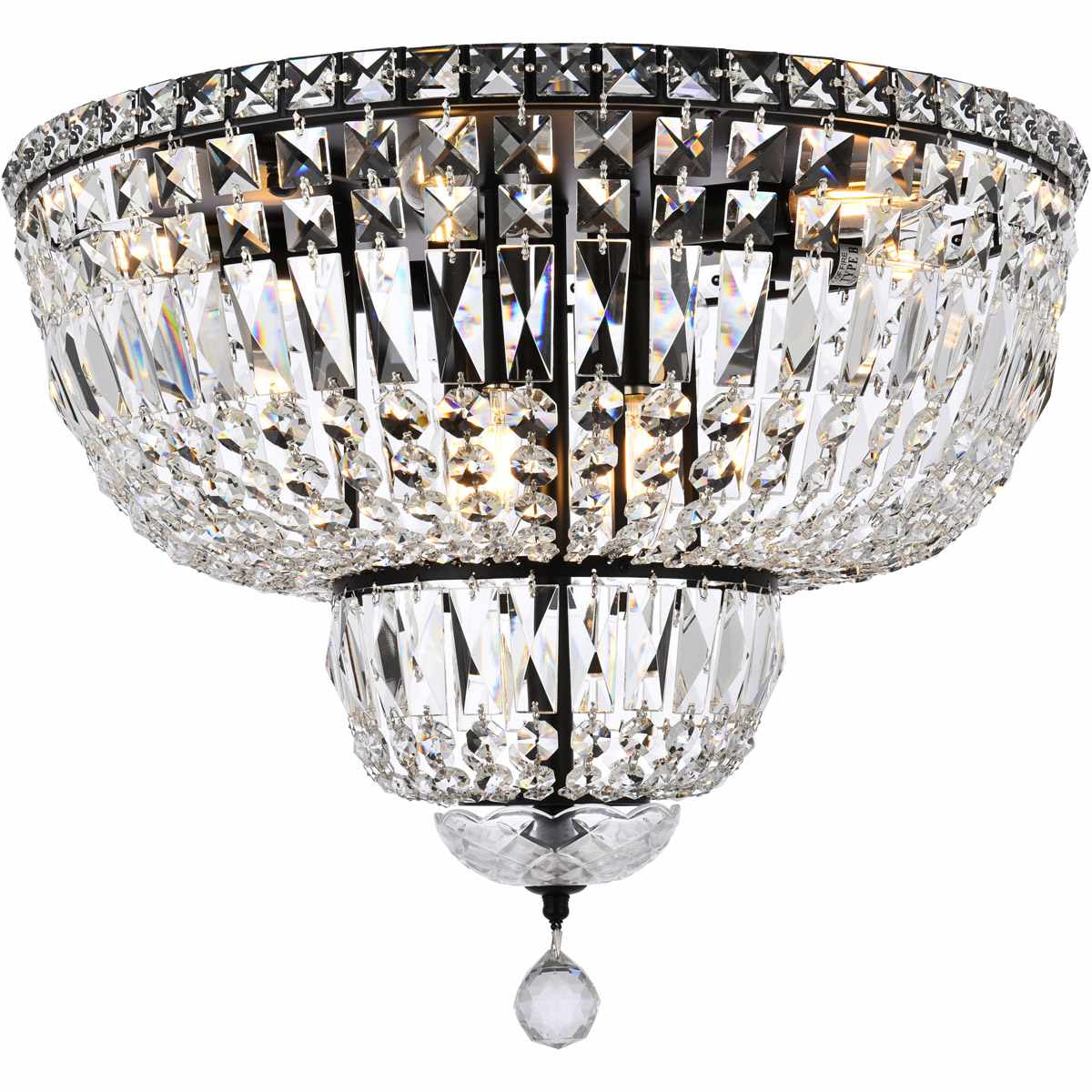 Elegant Lighting V2528F20BK/RC Tranquil 10 Light 20 inch Black and Clear Flush Mount Ceiling Light