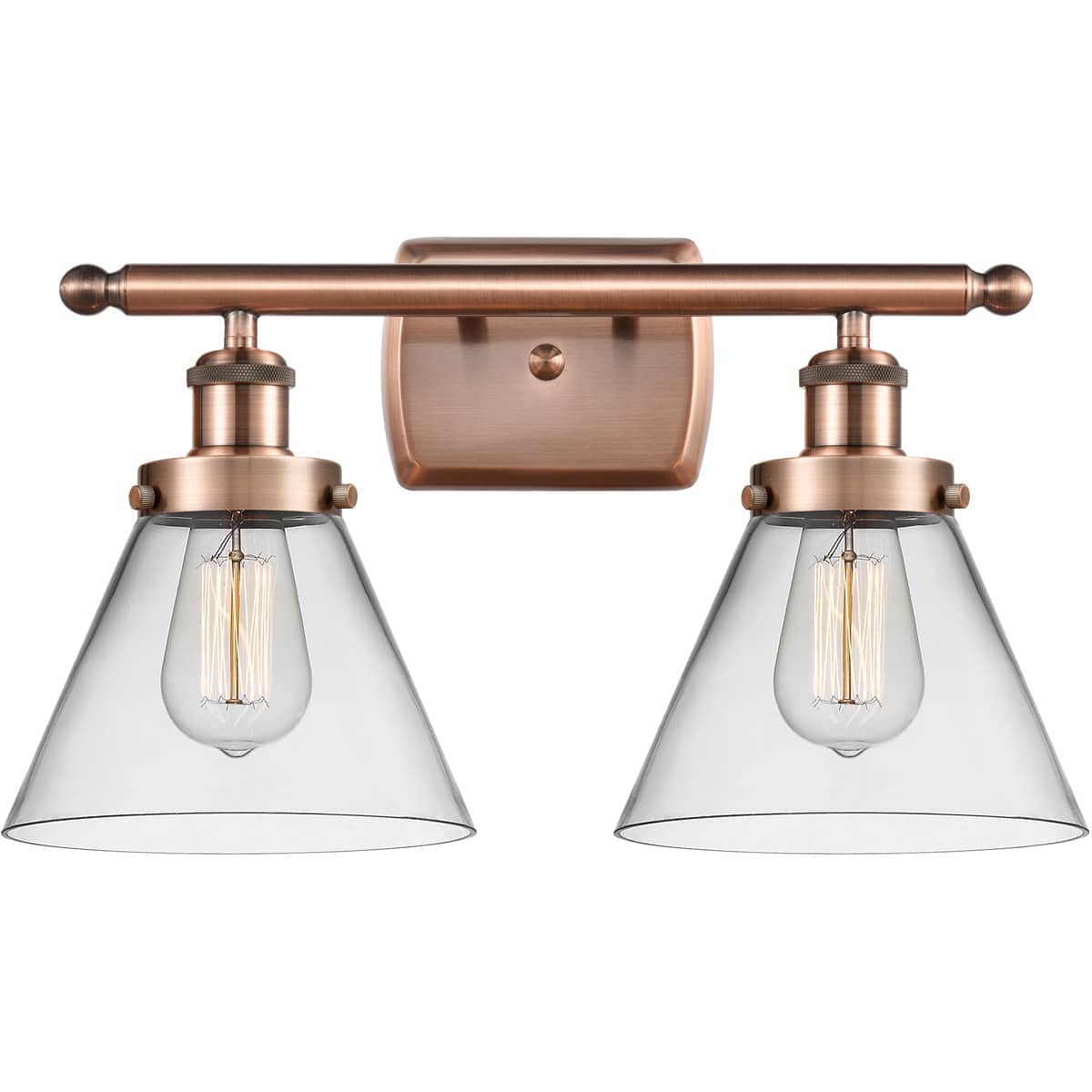 Innovations Lighting 916-2W-AC-G42-LED Ballston Large Cone Bathroom Vanity Light Antique Copper