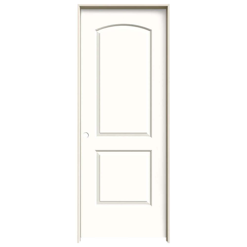 JELD-WEN 28-in x 80-in Modern White Solid core 2-panel Right hand Smooth Prefinished Molded composite Flat Jamb Single Prehung Interior Door with
