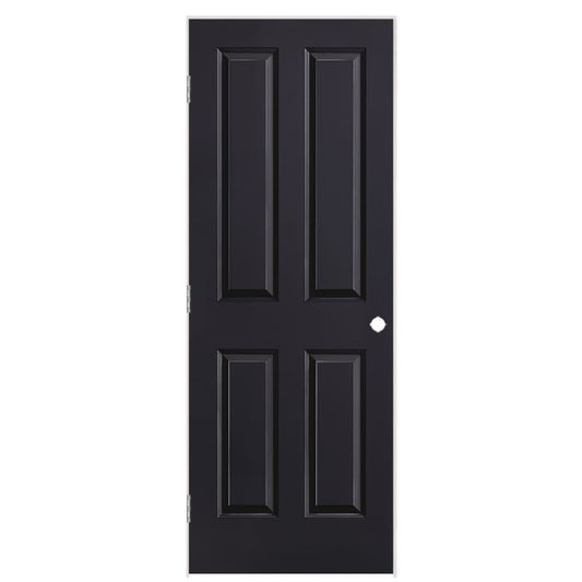 Masonite 30-in x 80-in Midnight Solid core 4-panel Right hand Smooth Prefinished Molded composite Flat Jamb Single Prehung Interior Door with