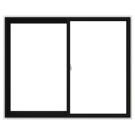JELD-WEN V-2500 71-1/2-in x 47-1/2-in Black Exterior White Interior Left-Handed Vinyl Sliding Window Annealed Glass (Full Screen Included)