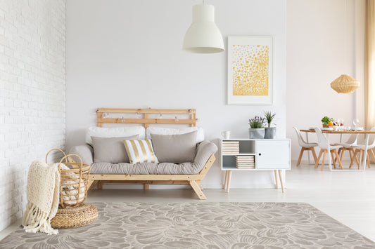 Joy Carpets First Take 8 x 11 (ft) Tufted Nylon Hazelwood Rectangular Indoor Floral/Botanical Farmhouse/Cottage Spot Clean Only Pet Friendly Area rug