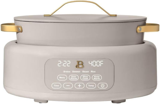 Beautiful 10-in-1 6-Qt Programmable Multi-Cooker with Oven-Safe Pot & 7 Presets \u2013 Slow Cook, Rice, Steam, Saut (Porcini Taupe)
