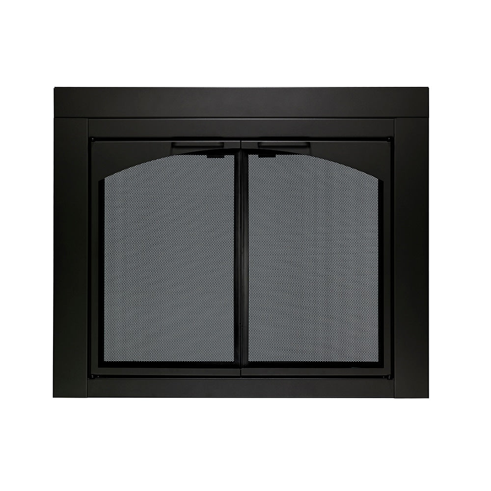 allen + roth Preston Black 30-in to 37-in W x 22-1/2-in to 29-1/2-in H (Small) Cabinet-style Fireplace Doors with Tempered Smoke Glass