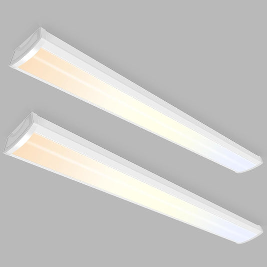 ALUSSOÂ® 3CCT 3000K\/4000K\/5000K Adjustable LED Wraparound Light, 4FT 40W LED Shop Lights, Low-Profile Flush Mount Ceiling Light Fixture for Kitchen, Closet, Garage, Office, Hallway, 2Pack