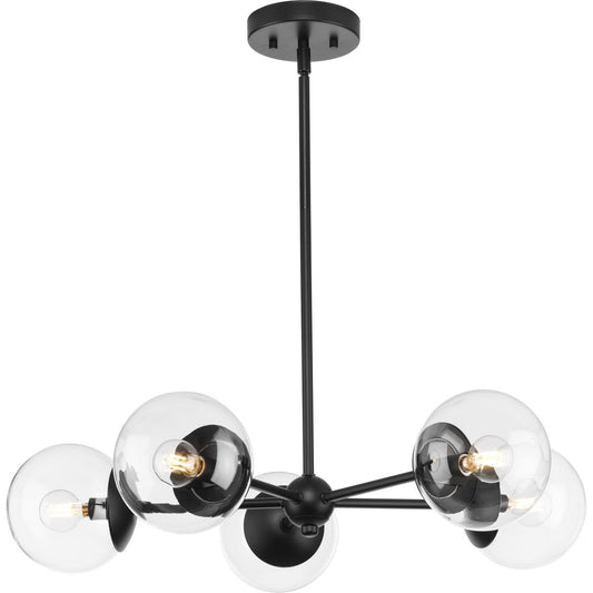 Progress Lighting Atwell 5 -Light Matte Black Indoor Clear glass Glass Steel Chandelier