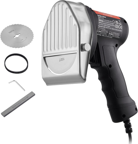 VEVOR Electric Shawarma Knife, 80W Professional Turkish Kebab Knife, Commercial Stainless Steel Gyro Cutter, Doner Kebab Meat Slicer with 2 Blades, 4\/100mm Blade Diameter, 0-8mm Adjustable Thickness