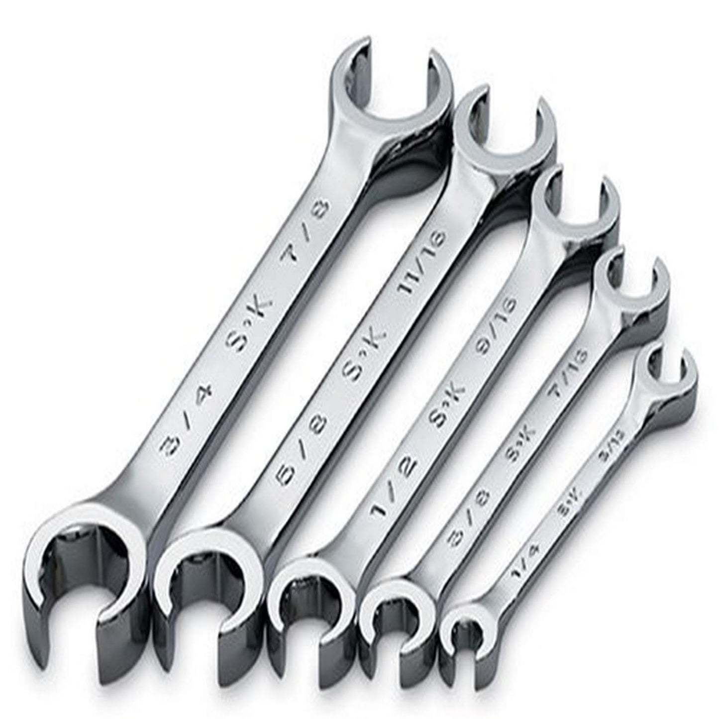SK Tools USA 6 Piece Flare Nut Wrench Set, 6 Point, SuperKromeÂ®, 1/4" to 7/8" | 381