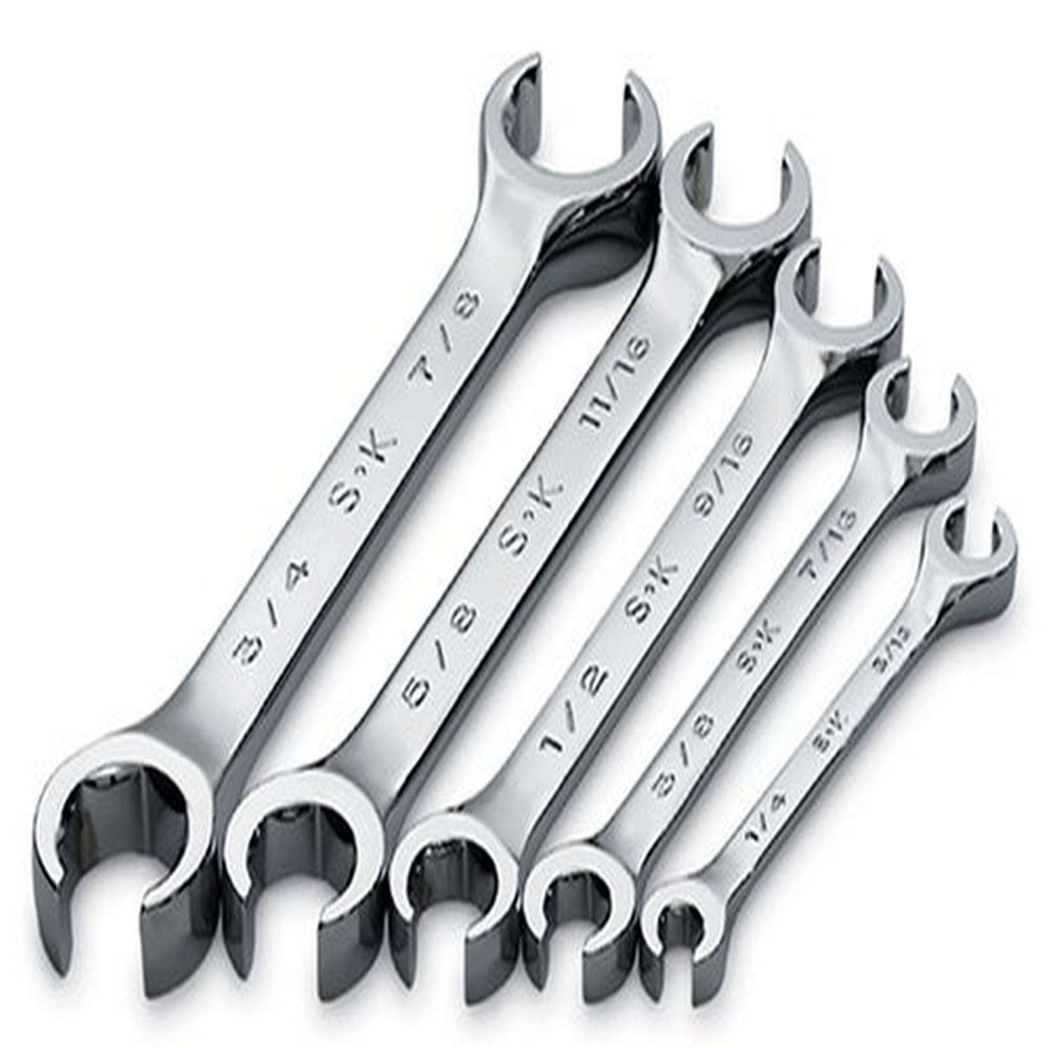 SK Tools USA 6 Piece Flare Nut Wrench Set, 6 Point, SuperKromeÂ®, 1/4" to 7/8" | 381