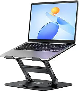 MCHOSE Laptop Stand, H-Design Stable Computer Stand, Ergonomic Laptop Riser with 360 Rotating Base, Notebook Compatible with All 10-17 Laptops, Black