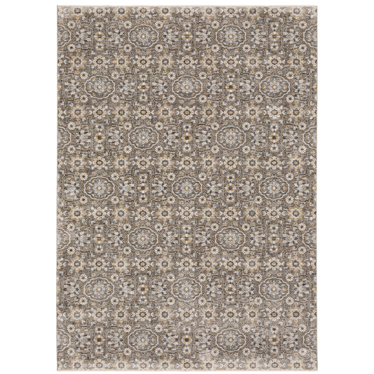 Archer Lane Kearney 8 x 11 (ft) Loomed Polyester Gray Rectangular Indoor Floral/Botanical Persian Spot Clean Only Pet Friendly Area rug