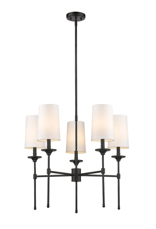 Z-Lite Emily 5 -Light Matte Black Transitional For Use in Bedrooms, Dining Rooms, Foyers, Kitchens, Living Rooms Chandelier