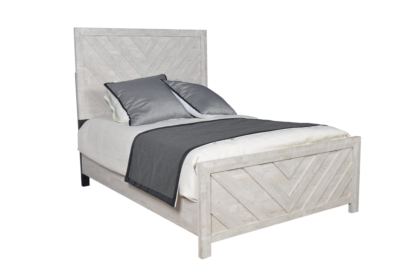 Galaxy Full Rustic Oak Wood Panel Bed with Headboard