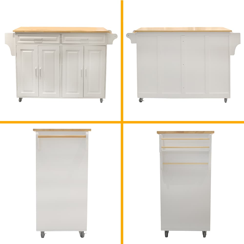 Miki Shinly White MDF Base with MDF Rolling Kitchen Island ( 18.11-in x 53.93-in x 35.03-in )