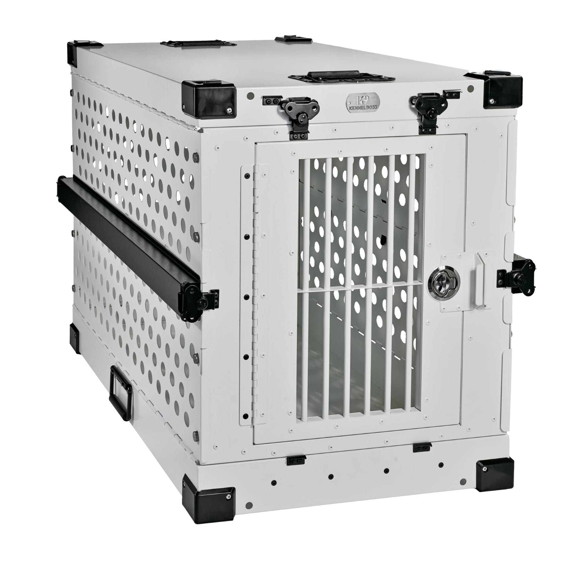 K9 KENNEL BOSS Aluminum Indoor/Outdoor Crate for Any Pet Medium (26 - 40 lbs.) Dog ( 2.98-ft L x 2.1-ft W x 2.41-ft H )