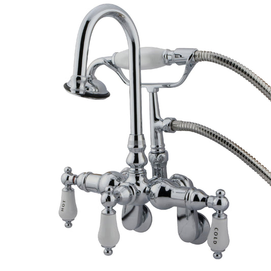 Kingston Brass Vintage Polished chrome 3-handle Wall-mount High-arc Bathtub Faucet with Hand Shower ( Valve Included )