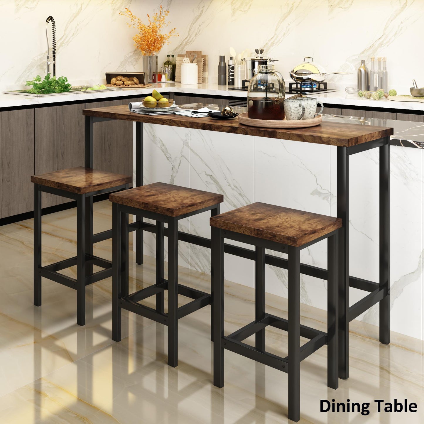 Bayfeve Counter Height Dining Table Set Brown Contemporary/Modern Dining Room Set with Rectangular Table ( Seats 3 )