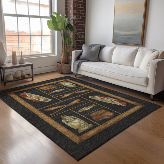 Addison Rugs Mayfield AMF144MI 8 x 10 (ft) Loomed Polyester Midnight Rectangular Indoor Geometric Machine washable Pet Friendly Area rug