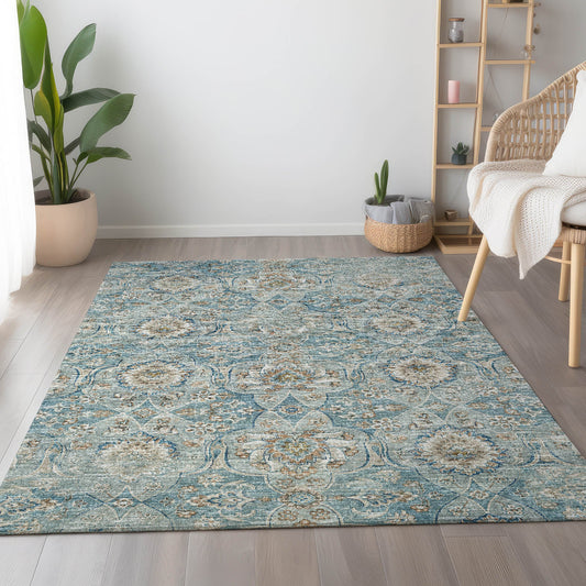 Addison Rugs Mayfield AMF95PC 9 x 12 (ft) Loomed Polyester Peacock Rectangular Indoor Abstract Machine washable Pet Friendly Area rug