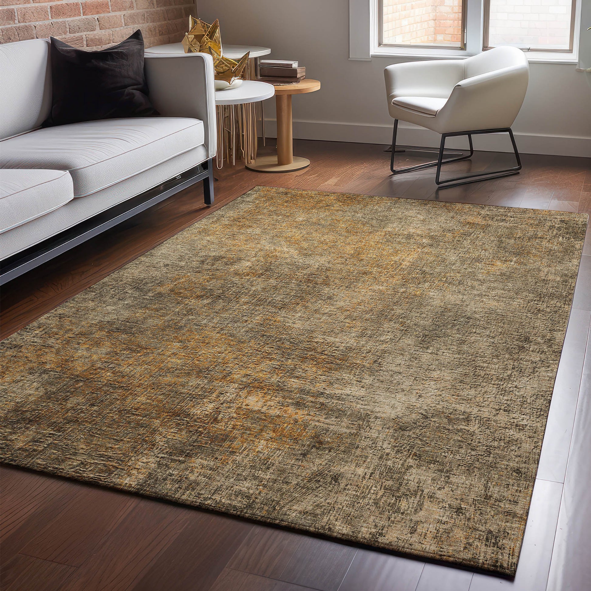 Addison Rugs Mayfield AMF593BR 9 x 12 (ft) Loomed Polyester Brown Rectangular Indoor Geometric Machine washable Pet Friendly Area rug
