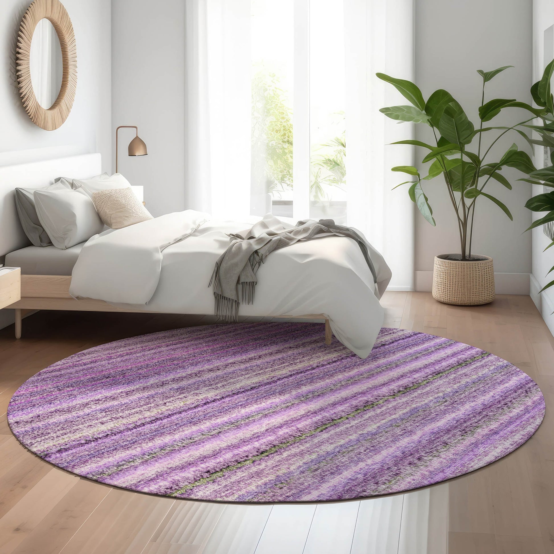 Addison Rugs Mayfield AMF598PP 8 x 8 (ft) Loomed Polyester Purple Round Indoor Geometric Machine washable Pet Friendly Area rug