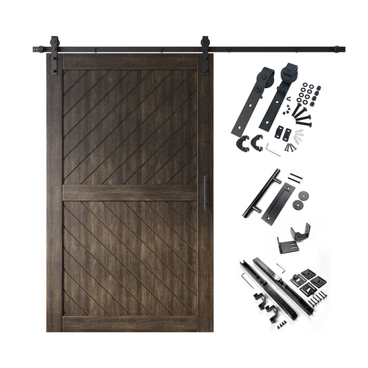 HOMACER 48-in x 80-in Ebony Prefinished Non-standard Pine Wood Solid core Single Barn Door (Hardware Included)