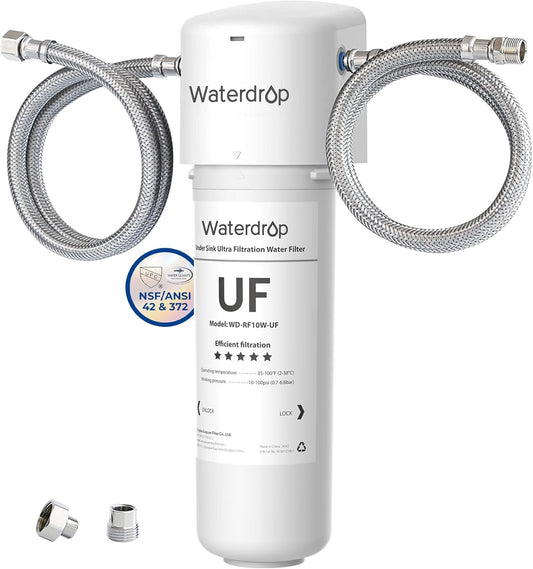 Waterdrop 10UAW-UF 0.01 Î¼m Ultra Filtration Under Sink Water Filter for BaÃ§tÑ‘ria Reduction, Reduces Lead, Chlorine, Bad Taste & Odor, 8K Gallons, Direct Connect to Kitchen Faucet, USA Tech