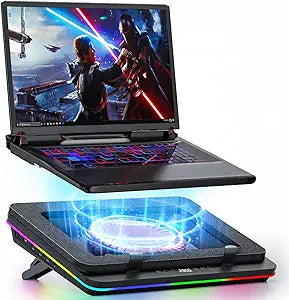 GT600 RGB Laptop Cooling Pad Equipped with Gigantic Turbo-Fan 5.5inch Diameter ,Sealed Foam for Rapid Cooling Gaming Laptop,14.1-19.3 inch Laptop Cooler with 3-Port USB Hub,Dust Filter