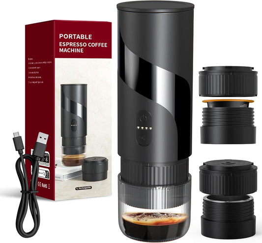 Portable Coffee Machine Rechargeable Cafeti re Portable de Voyage with USB-C, 20bar, Electric Coffee Maker for Camping & Travel, 3-in-1 Car Coffee Maker, Compatible with Coffee Grounds&Capsules