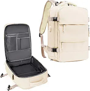 coowoz Travel Backpack For Women Men,Carry On Backpack,Hiking Backpack Waterproof Outdoor Sports Rucksack Casual Daypack Travel Essentials Beige
