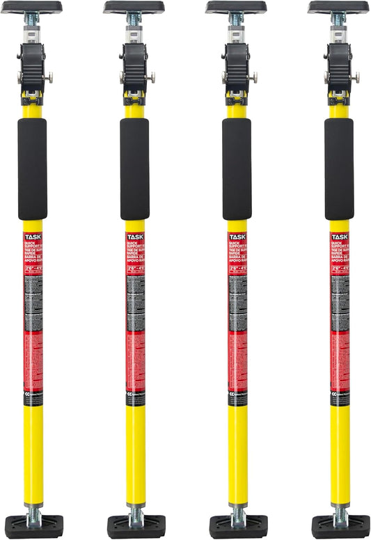 TASK T745054 Short QSR (Quick Support Rod) â€“ Adjustable 2 ft 6 in to 4 ft 6 in (76â€“137 cm) Support Poles with 550â€“1000 lb Capacity, Compatible with 18 in Extension, 4-Pack