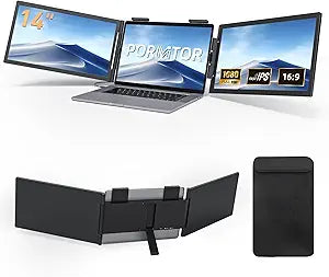 Laptop Screen Extender, 14 FHD 1080P Triple Portable Monitor for Laptop with Ultra-Slim IPS Display, USB-C Plug and Play Multi Screen Attachment for 14'-15.6' Laptops