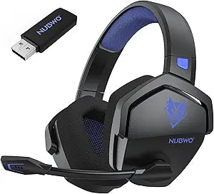 NUBWO Wireless Gaming Headset with Mic for Ps5 Ps4 PC, Zero Interference, 100-Hour Battery All-Day Play, 23ms Sync for Fortnite & Call of Duty/FPS Gamers, Triple Mode All Devices Compatible - Blue