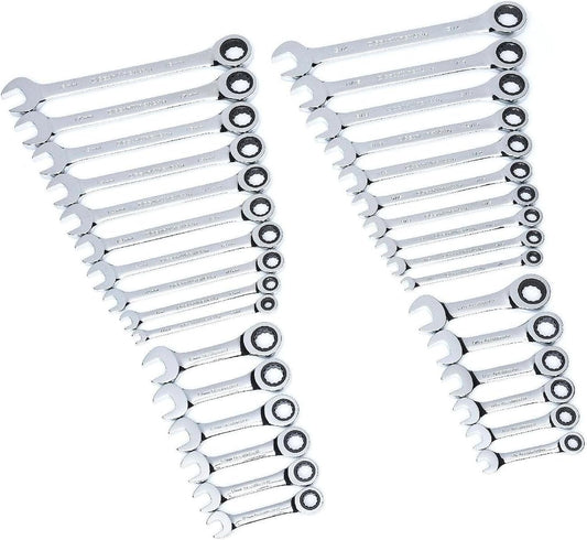 GearWrench Combination Ratcheting Wrench Set With Stubby Wrenches And Carrying Case, 32 Piece