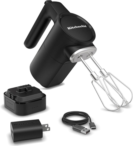 KitchenAid Goâ„¢ Cordless Hand Mixer - battery included, KHMR762, Black Matte