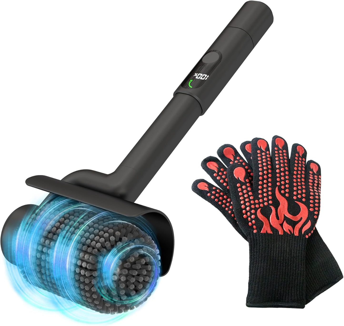 Electric Grill Brush, Grill Brush for Outdoor Grill 3Nm High Torque Motor, 304 Stainless Steel & 3.94 Inch Removable Brush Head, 800 RPM BBQ Grill Cleaner with Heat Resistant Gloves