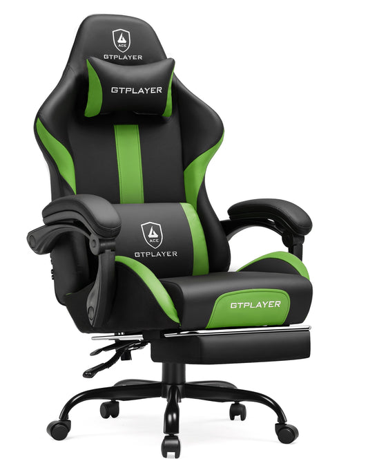 GTPLAYER Green Ergonomic High Back Gaming Chair Faux Leather Computer Chair