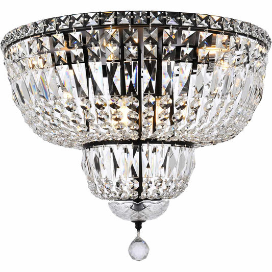 Elegant Lighting  V2528F20BK/RC Tranquil 10 Light 20 inch Black and Clear Flush Mount Ceiling Light