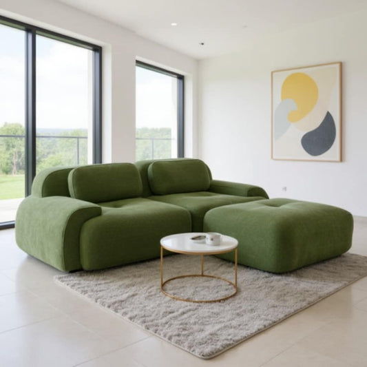 Homy Casa Hunter Green Velvet Sectional Sofa with Modular Layout Deep Seating Plush Upholstery 81.8in W