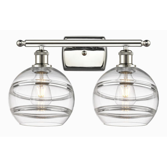 Innovations Lighting  516-2W-PN-G556-8CL Ballston Rochester Bathroom Vanity Light Polished Nickel