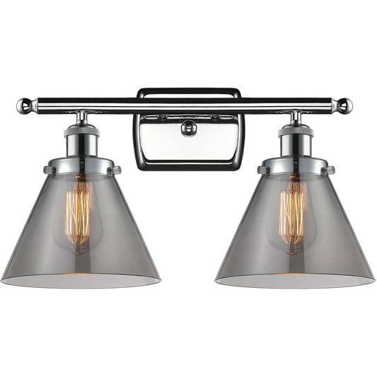 Innovations Lighting  916-2W-PC-G43-LED Ballston Large Cone Bathroom Vanity Light Polished Chrome