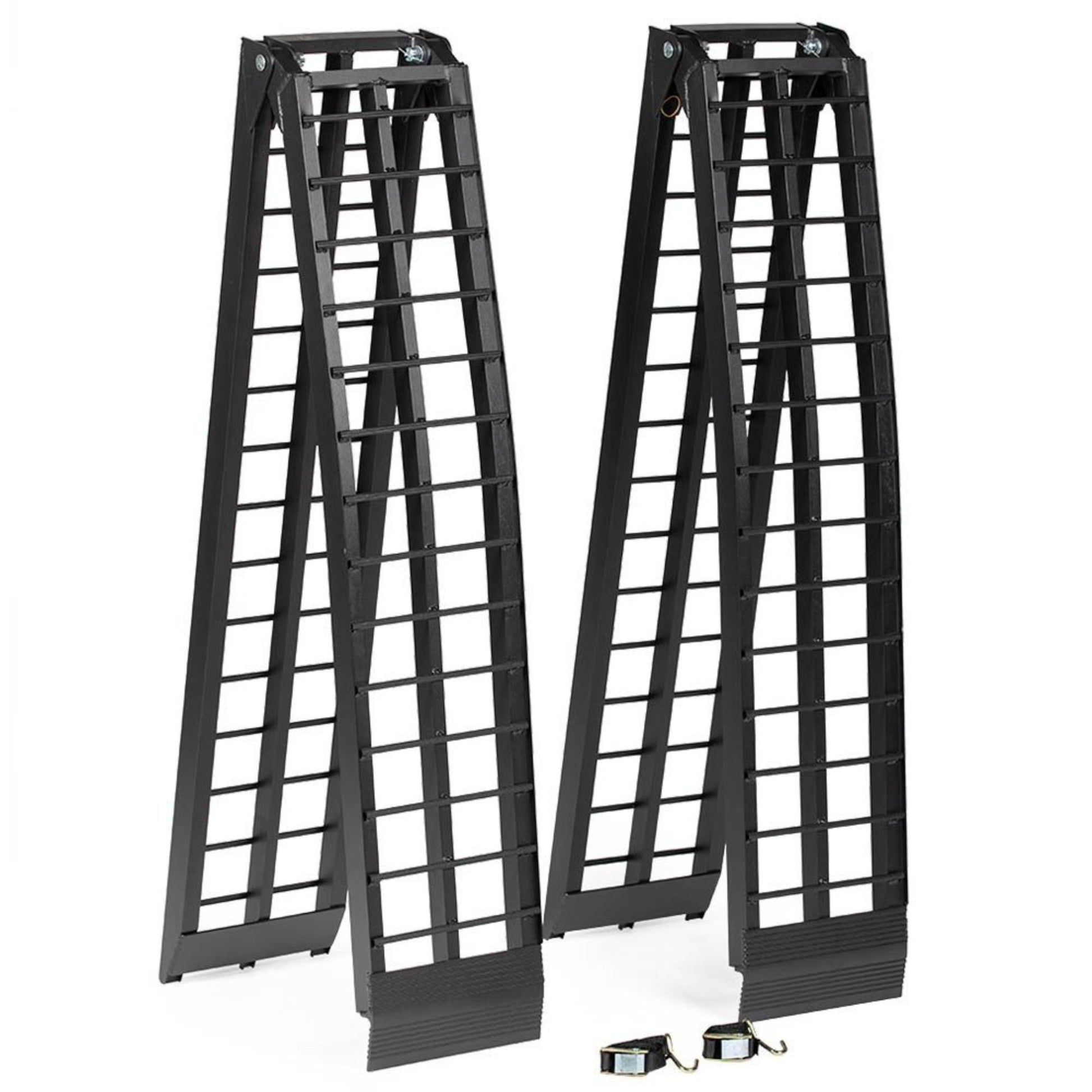 Titan  Ramps 2 Pack 9Ã¢â‚¬â„¢ Folding ATV Loading Ramps Arched Aluminum Design Black