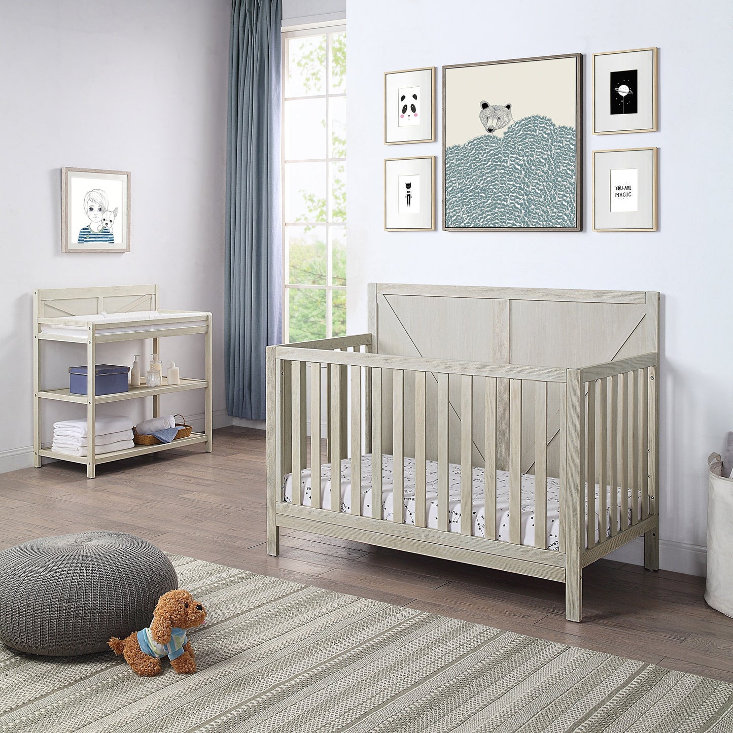 LOVMOR Barnside 4-in-1 Convertible Crib Washed Gray