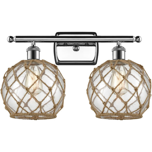 Innovations Lighting  516-2W-PC-G122-8RB-LED Ballston Farmhouse Rope Bathroom Vanity Light