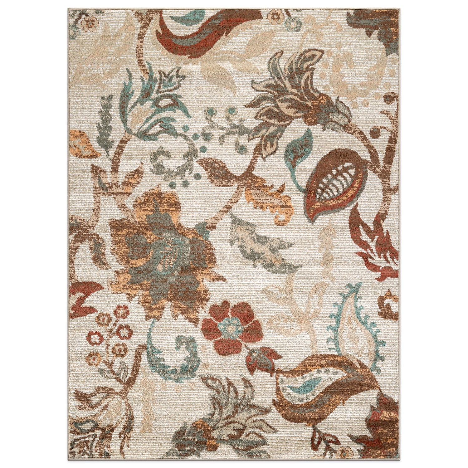 World Rug Gallery Origin 8 x 10 (ft) Loomed Polypropylene Beige Rectangular Indoor Floral/Botanical Bohemian/Eclectic Spot Clean Only Pet Friendly Area rug
