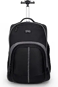 Targus 16 Inch Compact Rolling Backpack, Black - Wheeled Travel Bag with Removable Protective Laptop Sleeve, Fits Laptops Up to 16 and MacBook Pros up to 17 (TSB750US)